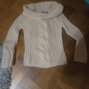 Vibtage Moda International Cream Cowl Neck Sweater